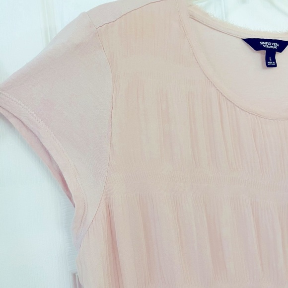 raw cut Vera Wang chiffon shirred layer knit back - Picture 2 of 12